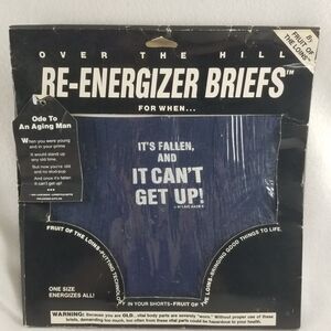 Over the Hill Re- Energizer Blue Briefs 1991 Laid Back Party Gag Gift NOS 40